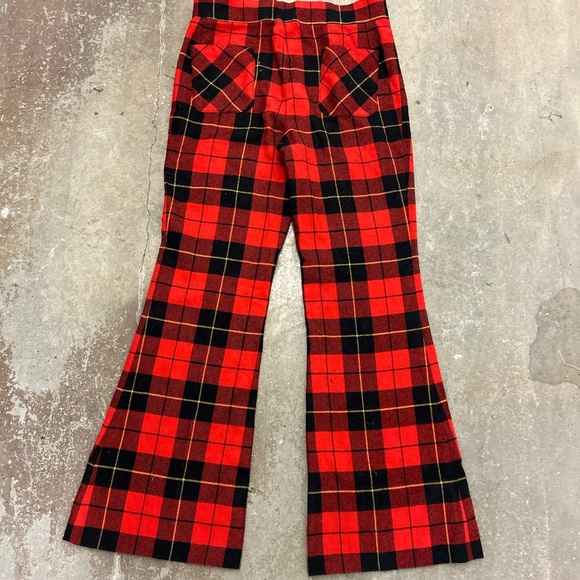 Vintage 70s Mr sabre buffalo plaid bell bottom flare pants wool blend pants - Picture 5 of 5